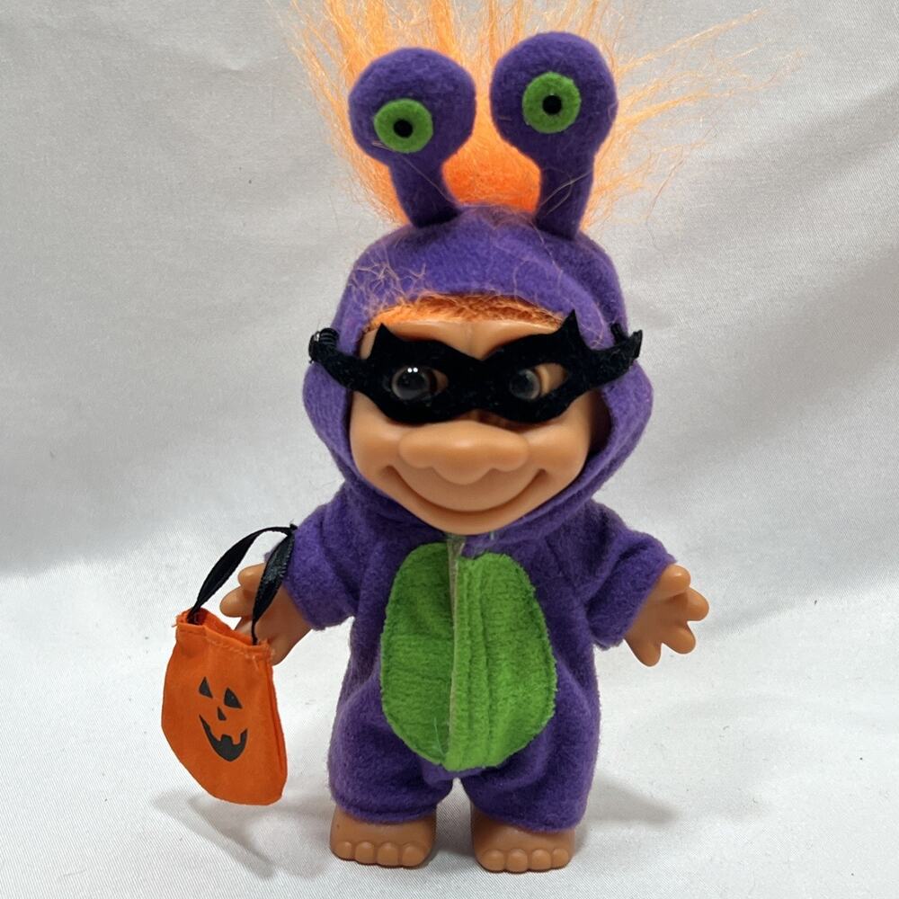 Vintage RUSS Troll Doll Halloween Trick or Troll Eyestock Alien with Candy Bag
